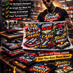 Custom DTF Gang Sheet — 22" Height (22x24 to 22x300)