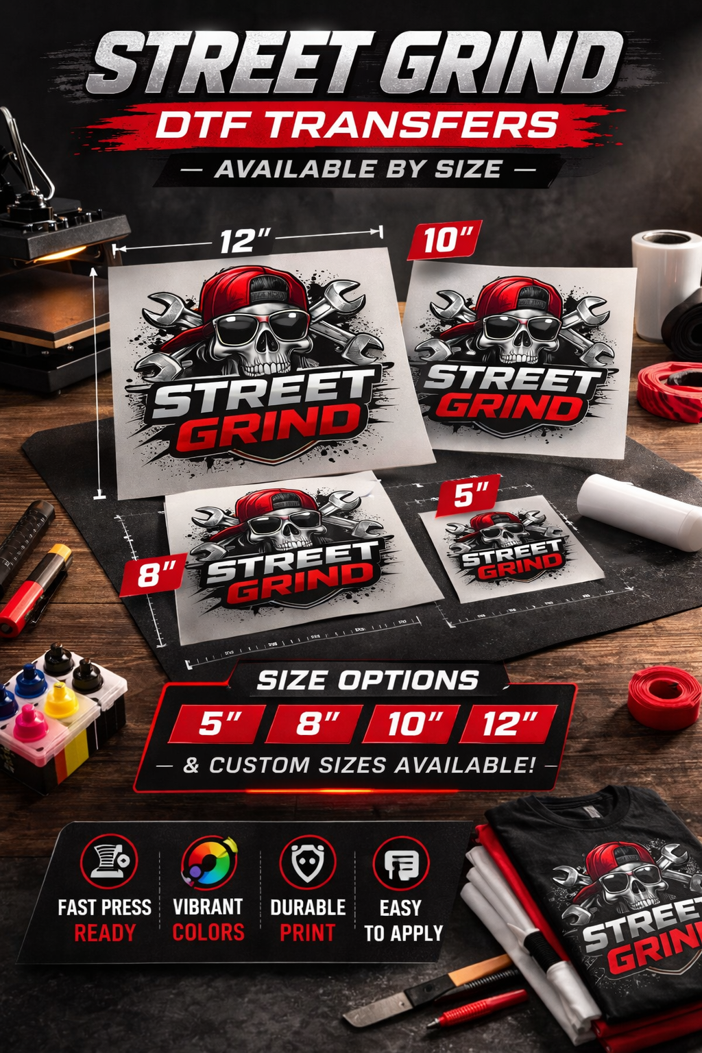 Custom DTF Transfers By Size